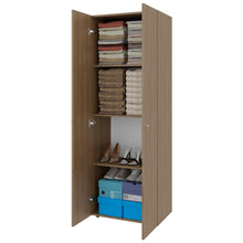 Closet Beico, Fresno Europeo y Blanco Duqueza, con dos Puertas Abatibles y cuatro entrepaños ZF