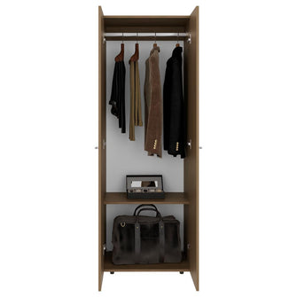 Closet Beico, Fresno Europeo y Blanco Duqueza, con dos Puertas Abatibles y un Tubo cromado ZF