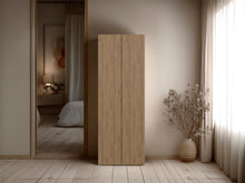 Closet Beico, Fresno Europeo y Blanco Duqueza, con dos Puertas Abatibles y un Tubo cromado ZF