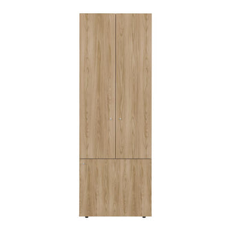 Closet Beico II, Fresno y Blanco Duqueza, con tres Puertas Abatibles y cuatro entrepaños