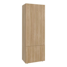 Closet Beico II, Fresno y Blanco Duqueza, con tres Puertas Abatibles y cuatro entrepaños