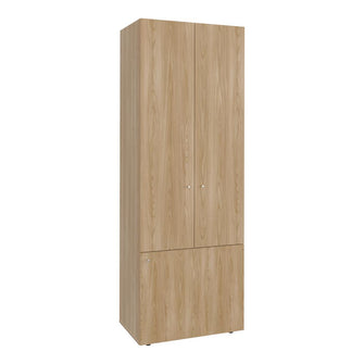 Closet Beico II, Fresno y Blanco Duqueza, con tres Puertas Abatibles y cuatro entrepaños