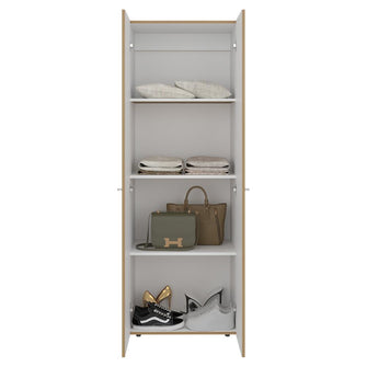 Closet Beico, Fresno y Blanco Duqueza, con dos Puertas Abatibles y cuatro entrepaños