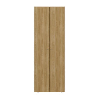Closet Beico, Fresno Europeo y Blanco Duqueza, con dos Puertas Abatibles y un Tubo cromado