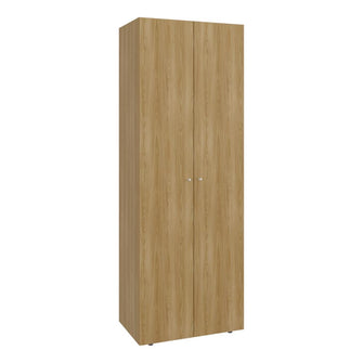 Closet Beico, Fresno Europeo y Blanco Duqueza, con dos Puertas Abatibles y un Tubo cromado