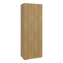 Closet Beico, Fresno Europeo y Blanco Duqueza, con dos Puertas Abatibles y un Tubo cromado