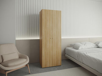 Closet Beico, Fresno Europeo y Blanco Duqueza, con dos Puertas Abatibles y un Tubo cromado
