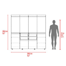 Closet Siruela 200, Fresno Europeo y Blanco, con Cuatro Cajones, Ocho Puertas y Gran Capacidad de Almacenamiento