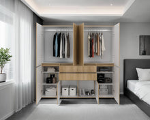 Closet Siruela 200, Fresno Europeo y Blanco, con Cuatro Cajones, Ocho Puertas y Gran Capacidad de Almacenamiento