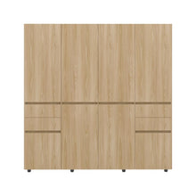 Closet Siruela 200, Fresno Europeo y Blanco, con Cuatro Cajones, Ocho Puertas y Gran Capacidad de Almacenamiento
