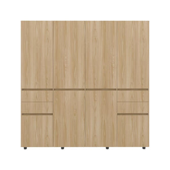 Closet Siruela 200, Fresno Europeo y Blanco, con Cuatro Cajones, Ocho Puertas y Gran Capacidad de Almacenamiento