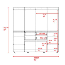 Closet Siruela 200, Fresno Europeo y Blanco, con Cuatro Cajones, Ocho Puertas y Gran Capacidad de Almacenamiento