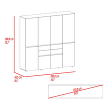 Closet Siruela 200, Fresno Europeo y Blanco, con Cuatro Cajones, Ocho Puertas y Gran Capacidad de Almacenamiento