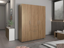 Closet Belen, Fresno Europeo y Wengue, con amplios espacios para guardar ropa ZF