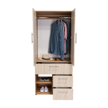 Closet sevilla, Fresno Europeo, con dos puertas abatibles y tres cajones