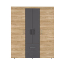 Closet Bariloche Bombay Eco, Fresno Europeo y Blanco Plomo, con Variedad de Entrepaños y Cuatro Puertas Abatibles