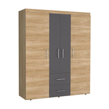 Closet Bariloche Bombay Eco, Fresno Europeo y Blanco Plomo, con Variedad de Entrepaños y Cuatro Puertas Abatibles