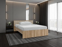 Cama Doble Wandda, Fresno Europeo y Roble Natural, incluye tendido de tablones