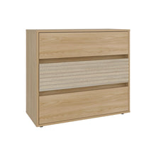 Organizador Wandda,Fresno Europeo y Roble Natural, con tres cajones