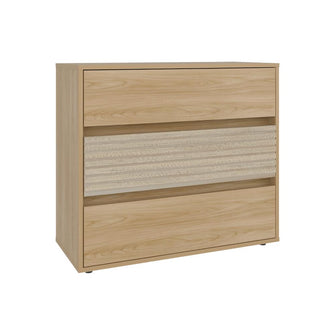 Organizador Wandda,Fresno Europeo y Roble Natural, con tres cajones