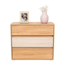 Organizador Wandda,Fresno Europeo y Roble Natural, con tres cajones