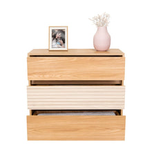 Organizador Wandda,Fresno Europeo y Roble Natural, con tres cajones