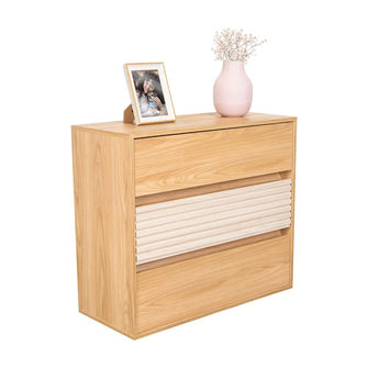Organizador Wandda,Fresno Europeo y Roble Natural, con tres cajones