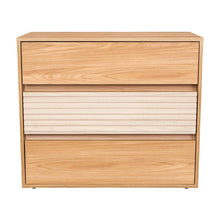 Organizador Wandda,Fresno Europeo y Roble Natural, con tres cajones