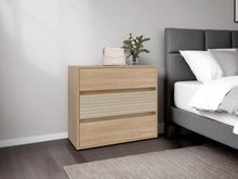 Organizador Wandda,Fresno Europeo y Roble Natural, con tres cajones