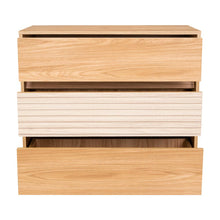 Organizador Wandda,Fresno Europeo y Roble Natural, con tres cajones