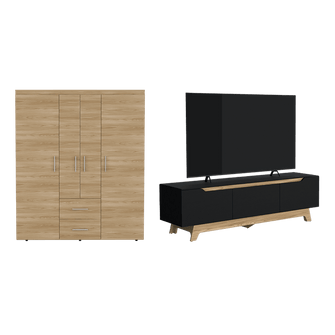 Combo Habitación Glock, Incluye Closet y Mesa Para TV