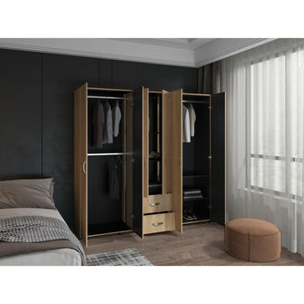 Closet Barin 200, Fresno Europeo y Wengue, con cuatro puertas abatibles