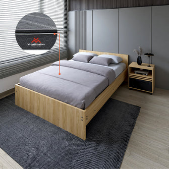 Combo para Habitación Beker, Incluye Cama Doble - Colchón y Mesa de Noche