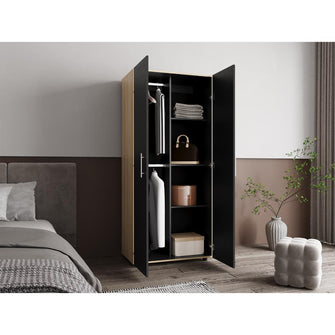 UNIDAD AVERIADA Closet Tera, Fresno Europeo y Wengue, Dos Puertas Abatibles y Dos Tubos Cromados