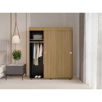 Closet Angelo 150, Fresno Europeo y Wengue, con Tres Puertas Corredizas