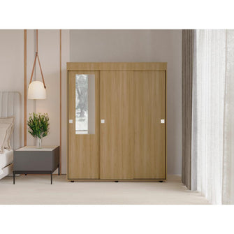 Closet Angelo 150, Fresno Europeo y Wengue, con Tres Puertas Corredizas