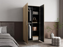 Closet Tera, Fresno Europeo y Wengue, Dos Puertas Abatibles y Dos Tubos Cromados