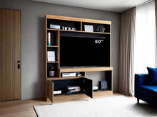 Mesa Para Tv Roy, Fresno Europeo y Wengue, con Espacio Para Televisor de 55 Pulgadas