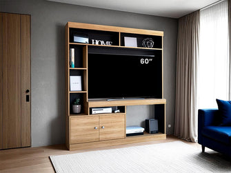 Mesa Para Tv Roy, Fresno Europeo y Wengue, con Espacio Para Televisor de 55 Pulgadas
