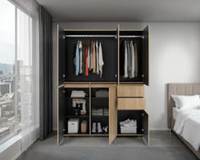 Closet Siruela 150, Fresno Europeo y Wengue, con Seis Puertas y Gran Capacidad de Almacenamiento