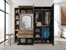 Closet Multifuncional Bruson, Fresno Europeo y Wengue, con cajones para guardar ropa y objetos de oficina