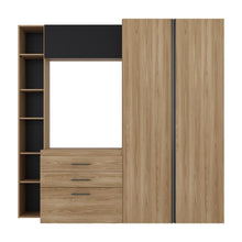 Closet Multifuncional Bruson, Fresno Europeo y Wengue, con cajones para guardar ropa y objetos de oficina