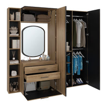 Closet Multifuncional Bruson, Fresno Europeo y Wengue, con cajones para guardar ropa y objetos de oficina