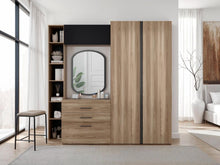 Closet Multifuncional Bruson, Fresno Europeo y Wengue, con cajones para guardar ropa y objetos de oficina