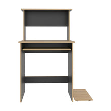 Escritorio Melvac, Fresno Europeo y Wengue, con porta teclado y rieles metálicos