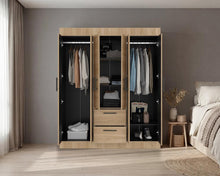 Closet Aura, Fresno Europeo y Wengue, con seis puertas y dos cajones