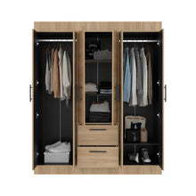 Closet Aura, Fresno Europeo y Wengue, con seis puertas y dos cajones