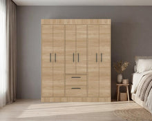 Closet Aura, Fresno Europeo y Wengue, con seis puertas y dos cajones