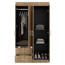 Closet Houston, Fresno Europeo y Wengue , Con Cuatro Puertas Batientes y Dos Cajones Con Amplio Espacio De Almacenamiento