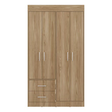 Closet Houston, Fresno Europeo y Wengue , Con Cuatro Puertas Batientes y Dos Cajones Con Amplio Espacio De Almacenamiento